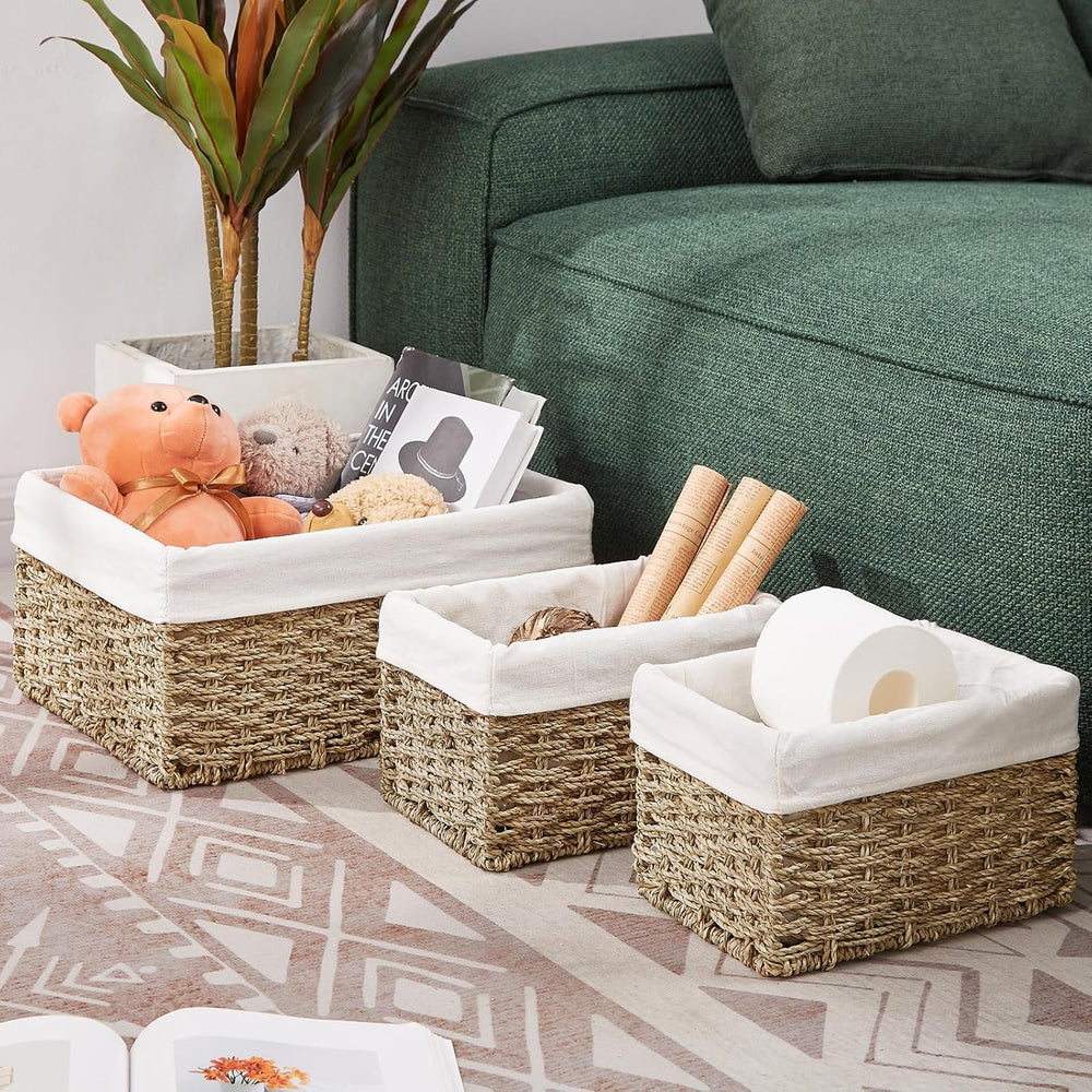 Vagusicc Wicker Basket, Seagrass Wicker Storage Basket with Built-in Handles,...
