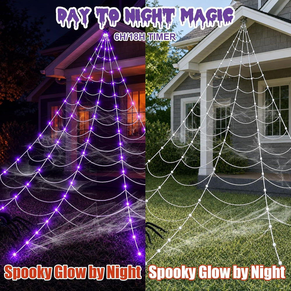 250 LED Halloween Lighted Giant Spider Web Decoration Outdoor