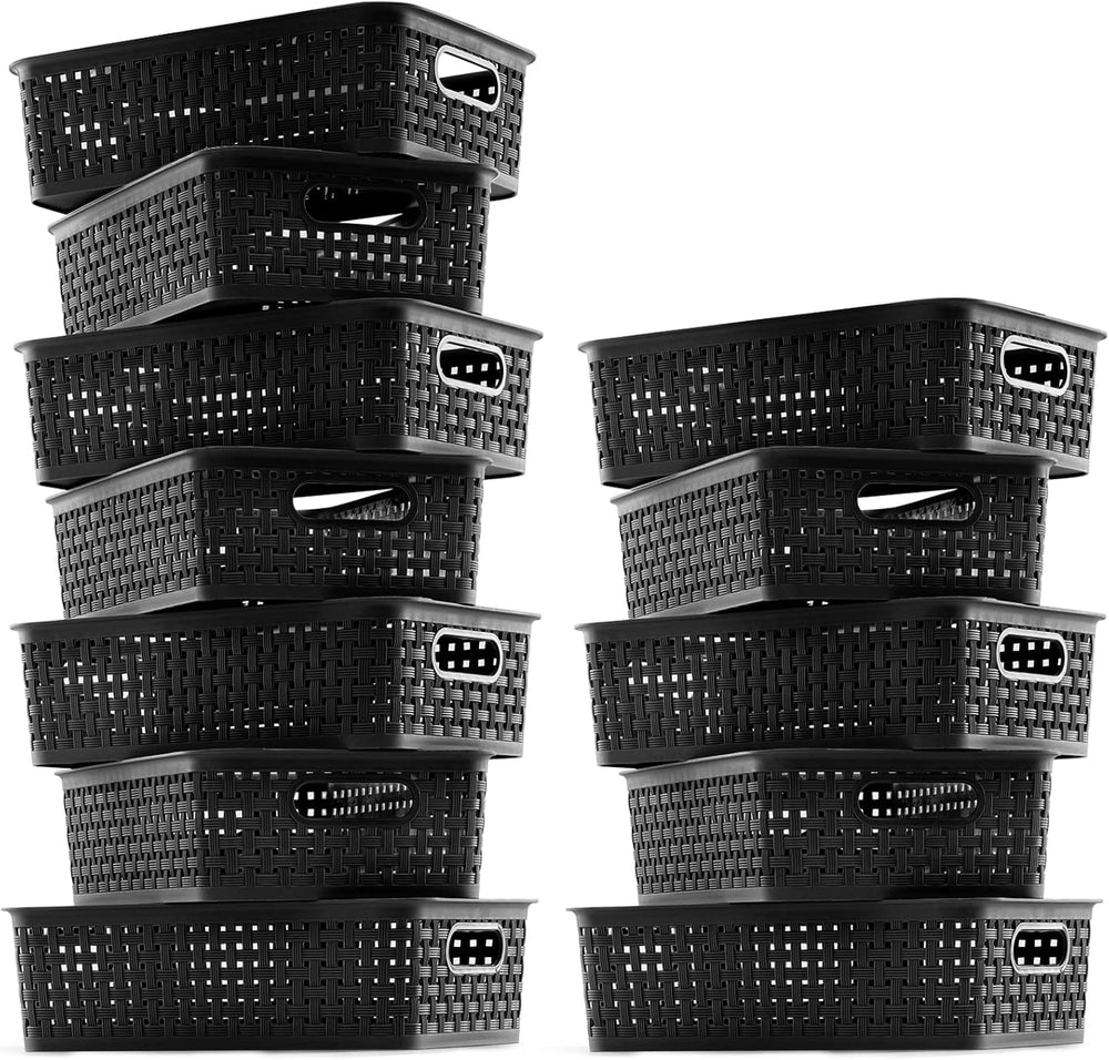 [ 12 Pack ] Plastic Storage Baskets, Small Pantry Organization and Storage Bi...
