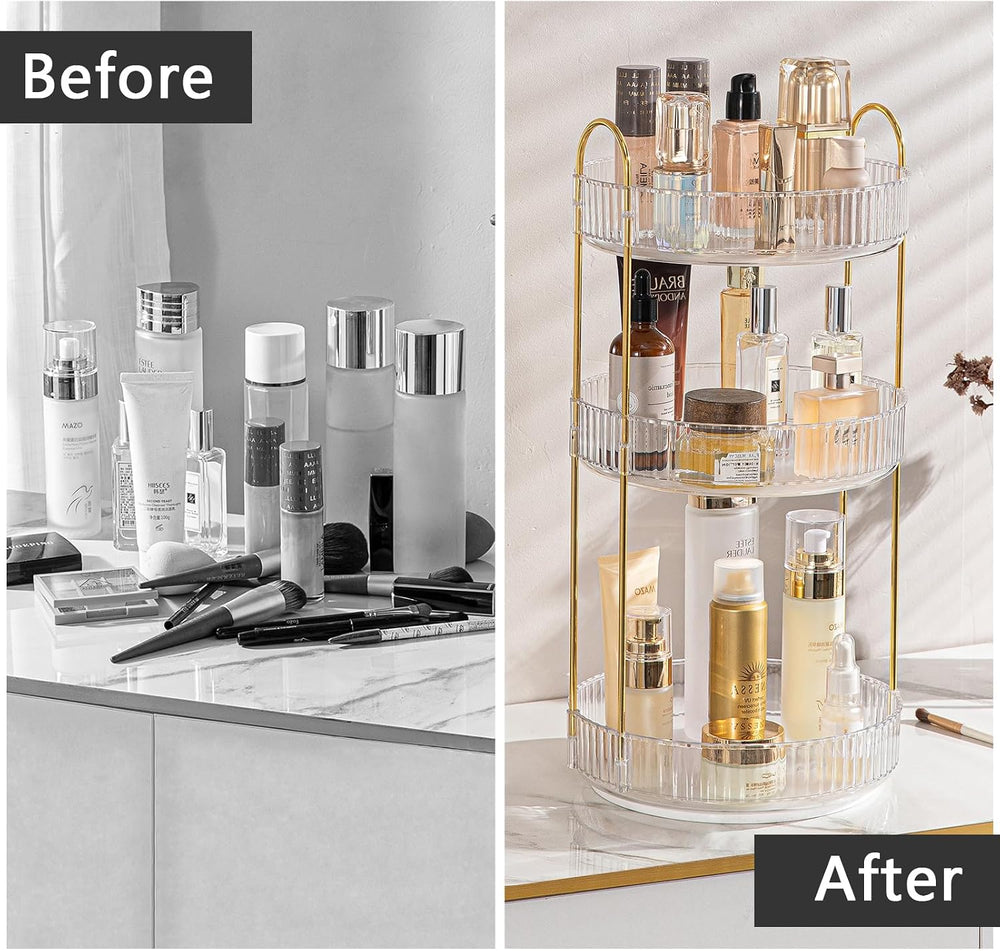 Rotating Makeup Organizer for Vanity, Large Capacity Skincare Perfume Storage...