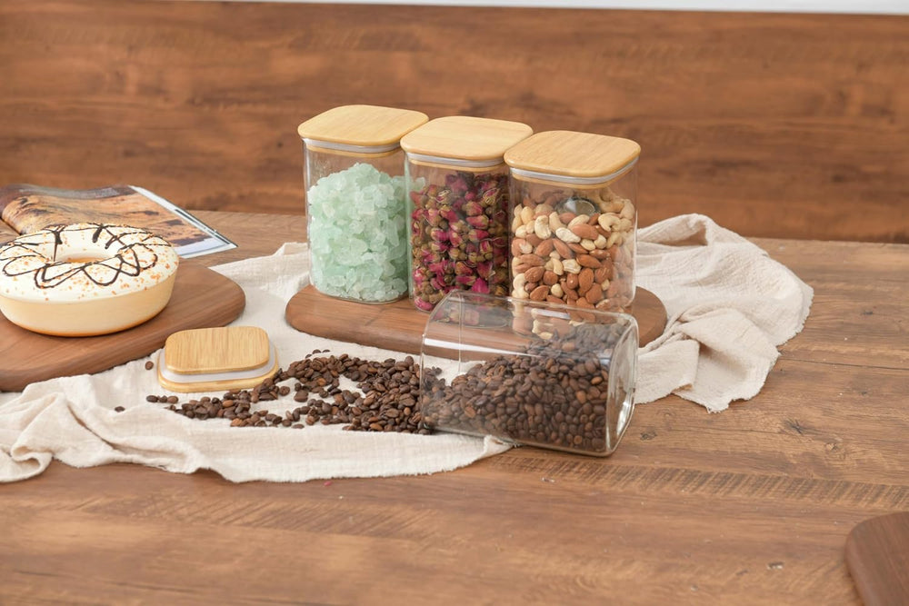 D2scrma 37oz/1.2Qt/1100ml Square Glass Storage Containers with Lids 4-Pack