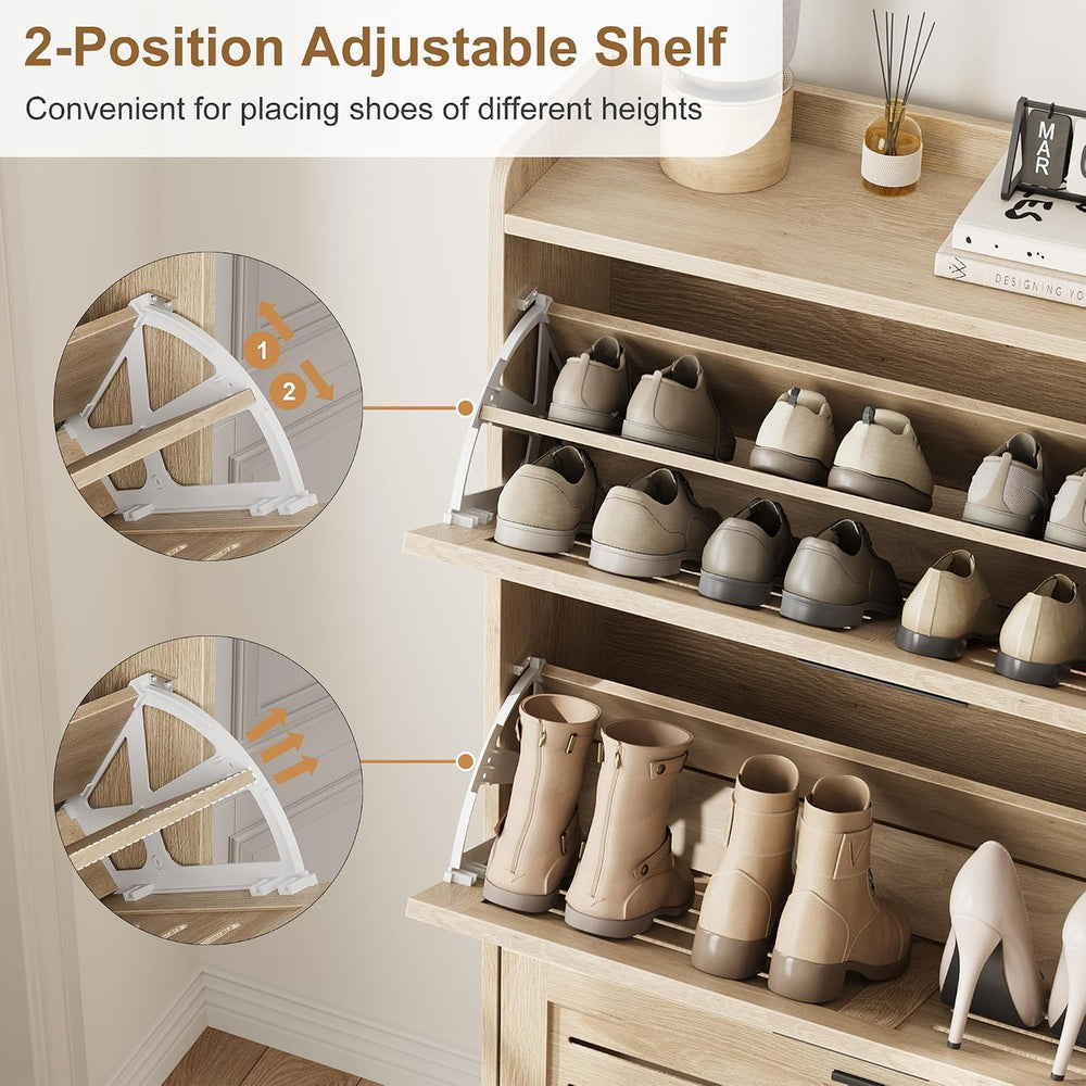 Garvee Shoe Storage Cabinet with 3 Flip Drawers, Freestanding Shoe Organizer ...