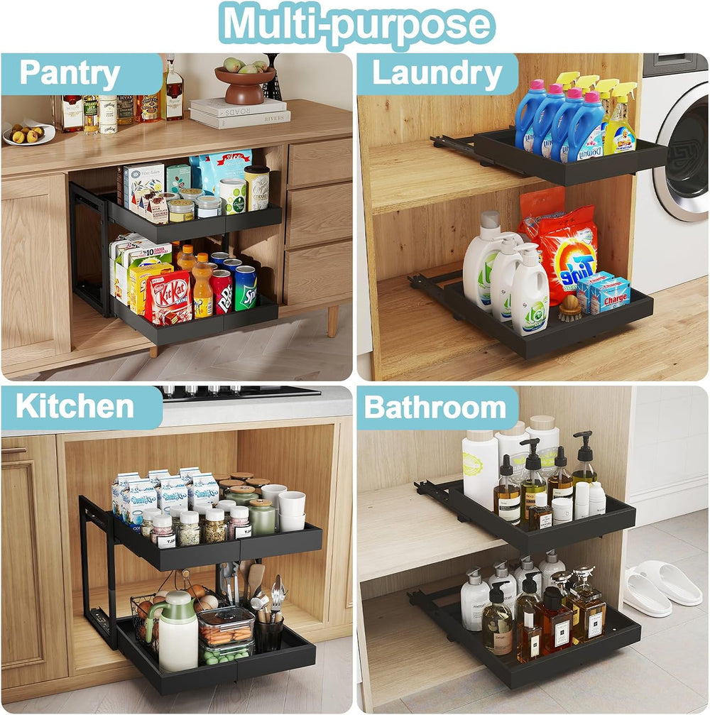 Golener 2-Tier Expandable Pull Out Cabinet Organizer, Cabinet Drawers, 16"D