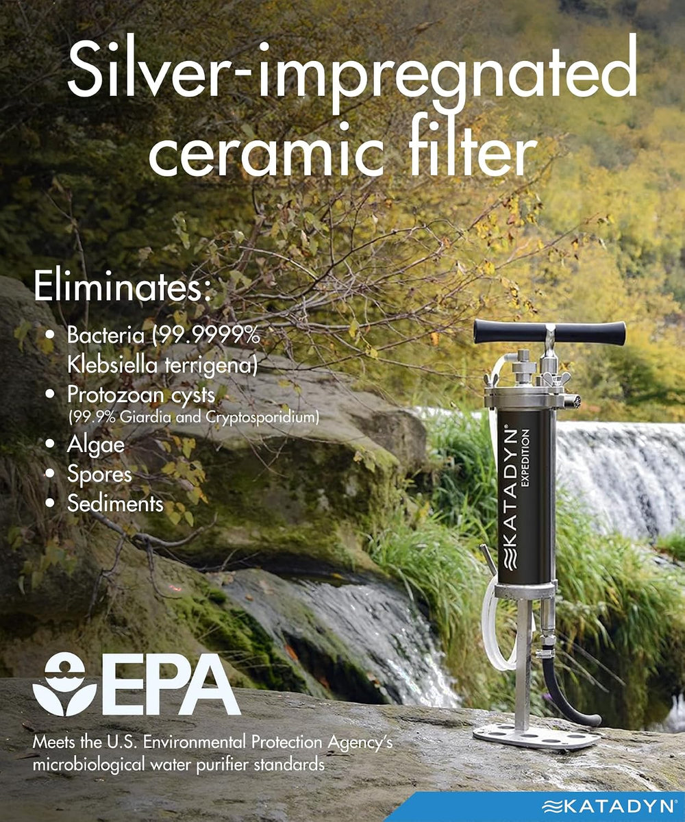 Katadyn KFT Expedition Stainless Steel Hand Pump Water Filter, Silver