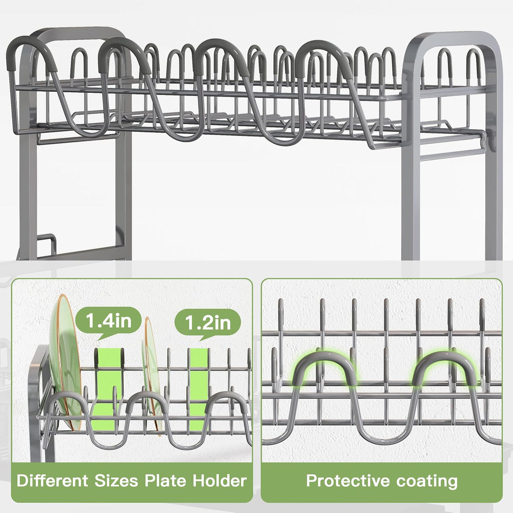 2 Tier Stainless Steel Dish Drying Rack for Kitchen Counter