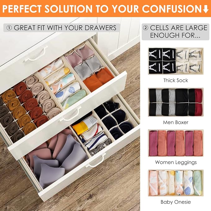 12 Pack Baby Clothes Organizer for Nursery, 116 Cells Fabric Foldable Dresser