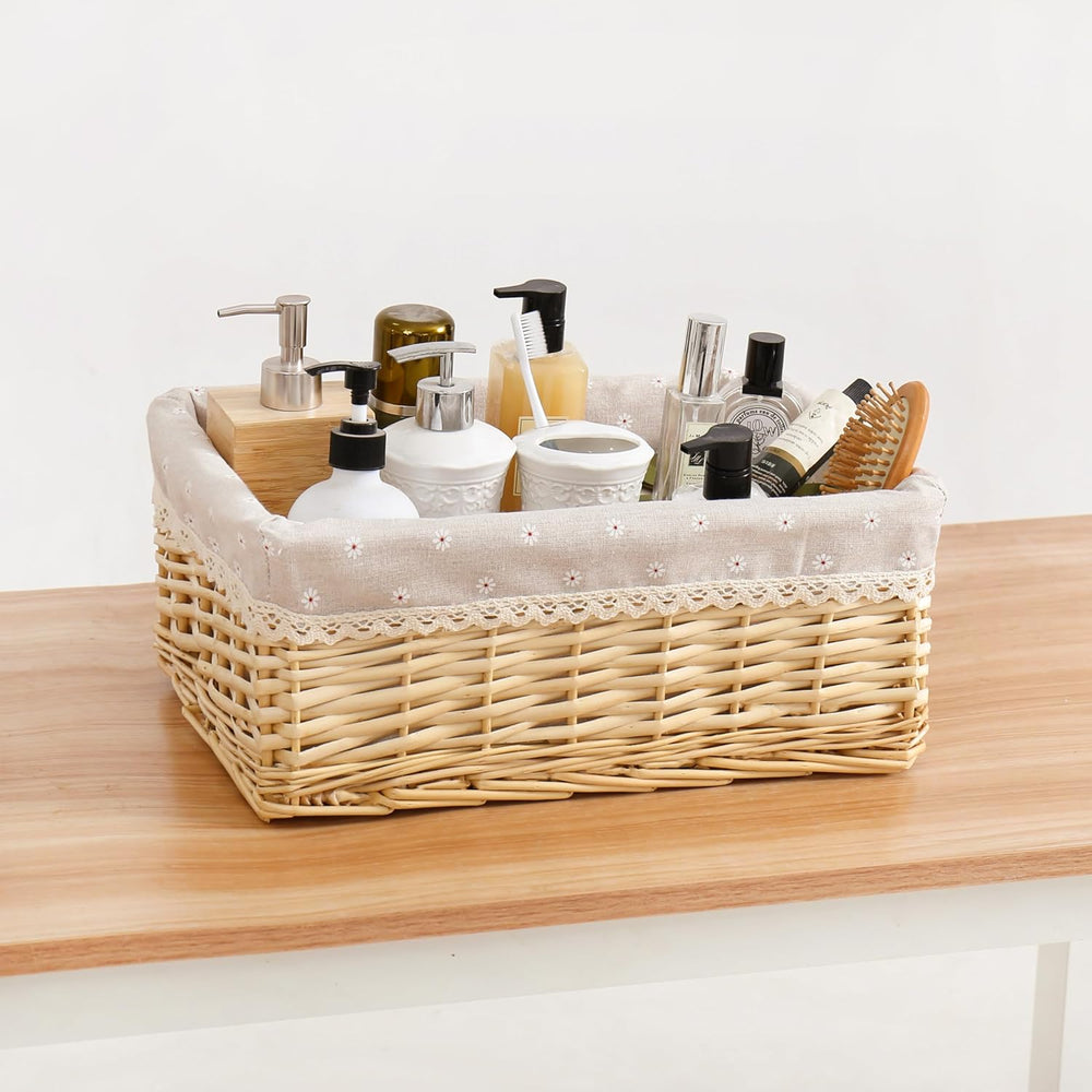 Handcrafted Shelf Basket, Handwoven Wicker Basket, for Storage & Organizi...