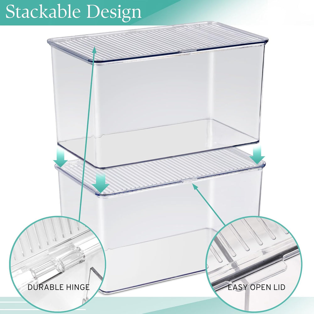 Sorbus Clear Storage Bins with Lids, Stackable Organizer (Large)