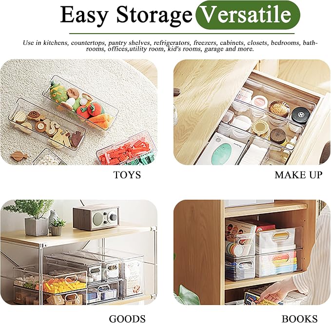 bealy 3 Pack Fridge Organizer and Storage, Fridge Drawers Clear Stackable