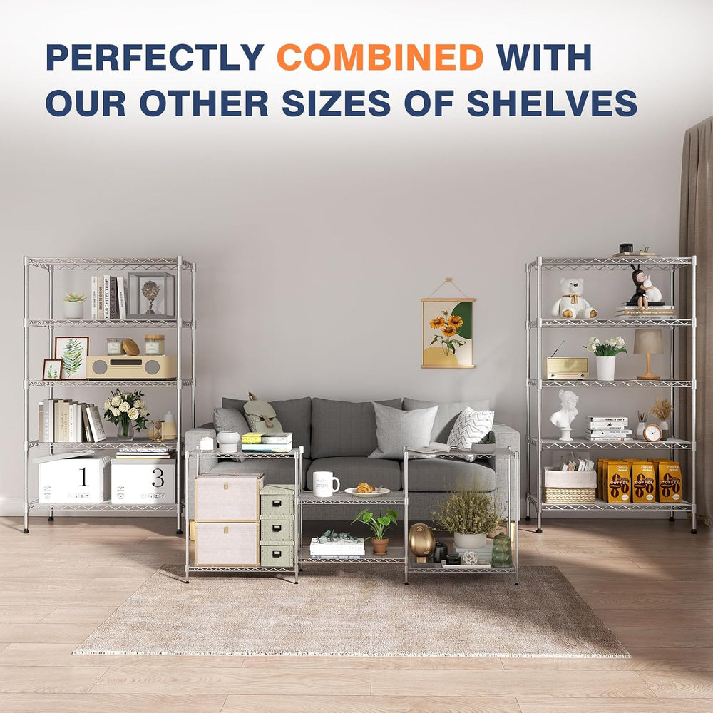 5-Tier Heavy Duty Metal Shelf,Chrome Wire Shelving Unit 35"Wx18Dx71H