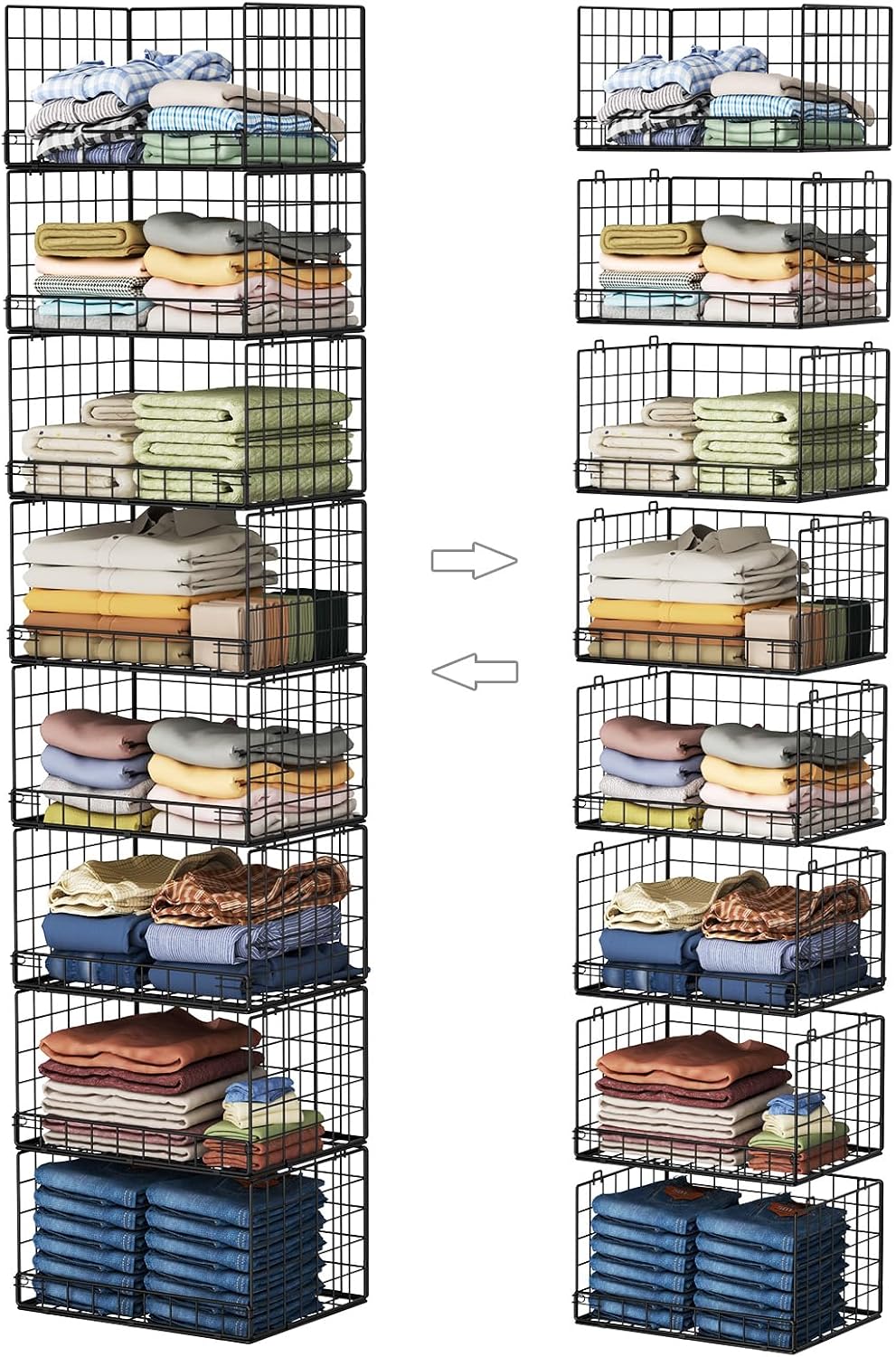 Yociyoga 8-Tier Stackable Closet Organizers and Storage Shelves, Foldable Clo...
