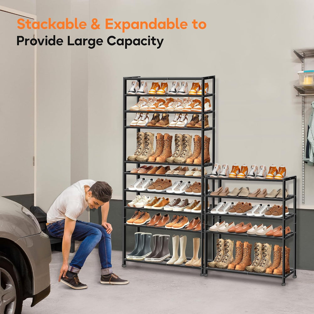 KEETDY 5-Tier Heavy Duty Shoe Rack for Garage Entryway, Stackable Shoe Organi...