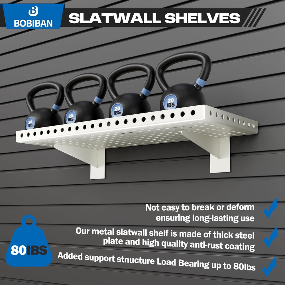2 Pack Heavy Duty Slatwall Shelves 10 X 24 Inch, White
