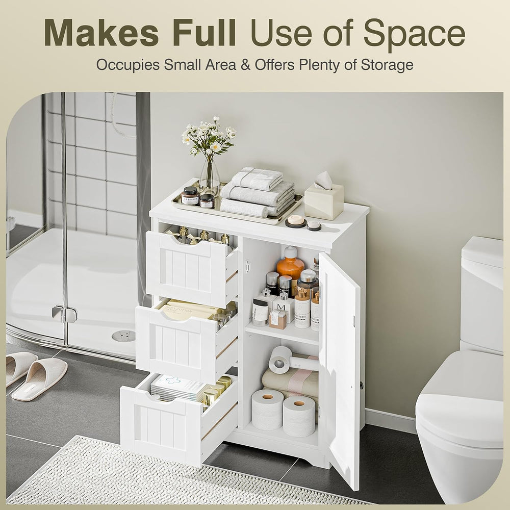 SUPER DEAL Bathroom Storage Cabinet with 3 Drawers and 1 Door, Entryway Home ...