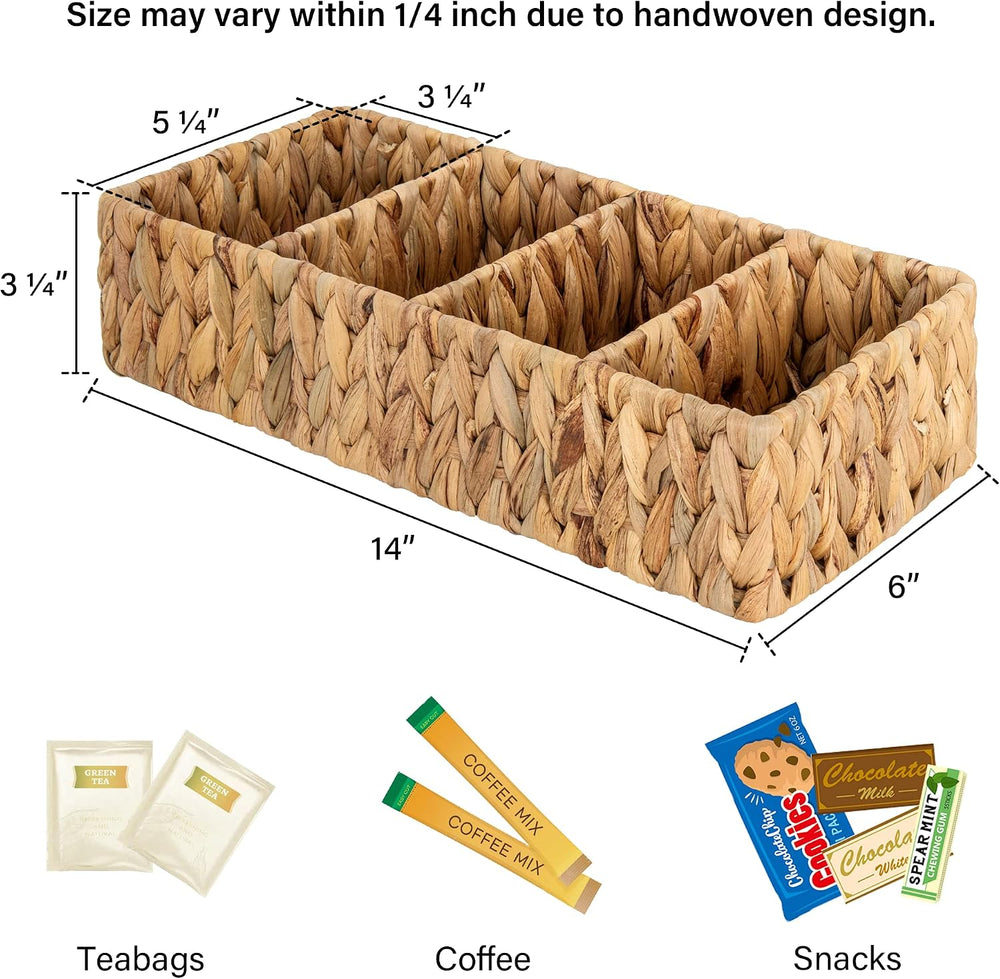 StorageWorks Small Wicker Basket for Organizing with 4-Section, Natural Water...