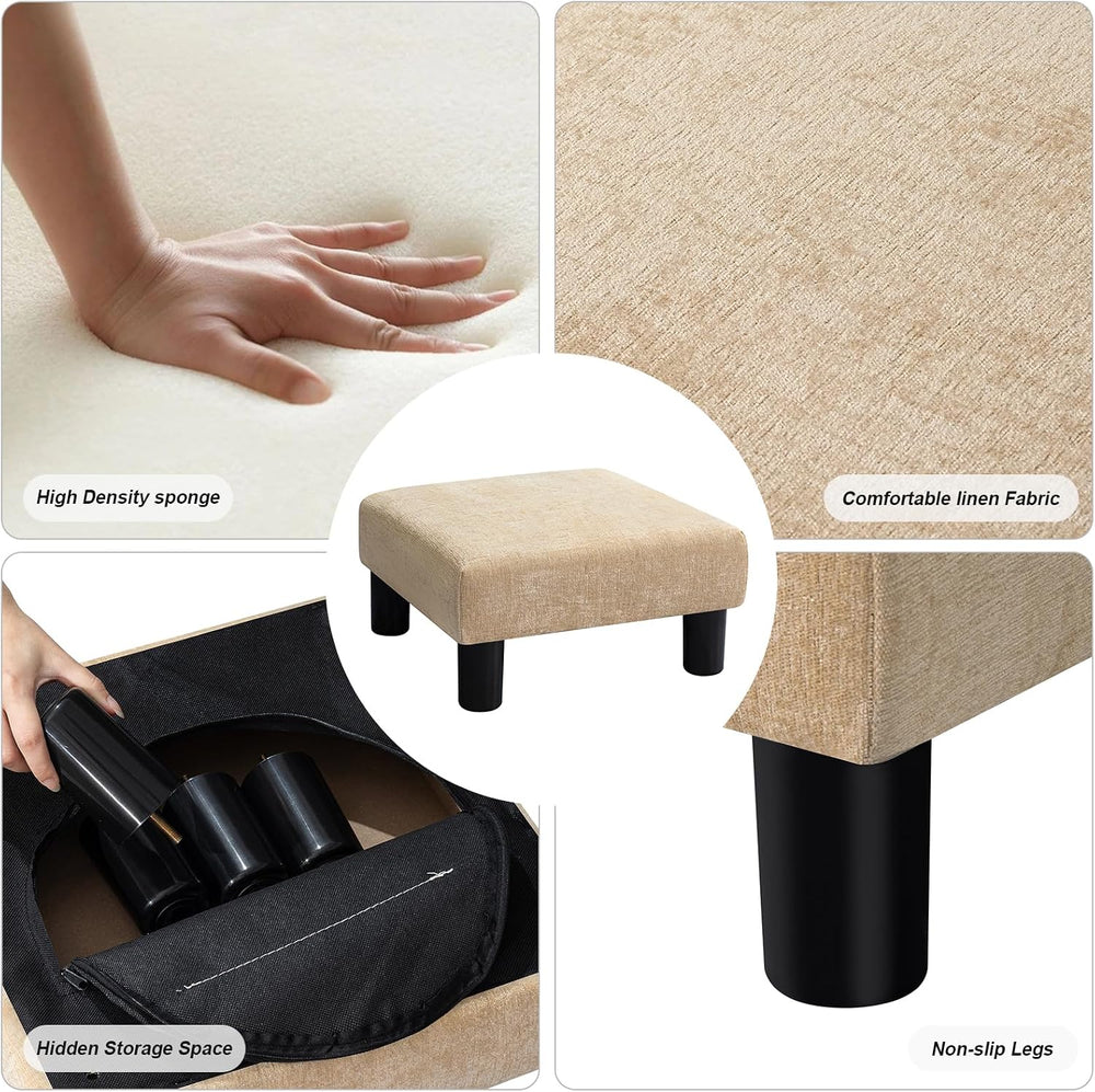Joveco Small Foot Rest Stool Ottoman, 15" Fabric Square Footstool Uphols...