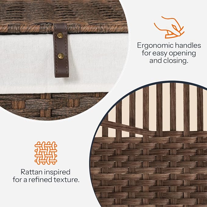HOOBRO Storage Basket with Lid, 42.3 Gallon Wicker Basket, Handwoven Blanket