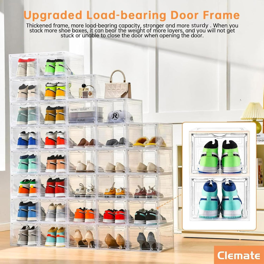 Clemate Upgraded X-Large Shoe Organizer,Shoe Storage Organizer,12 Pack,Shoe B...