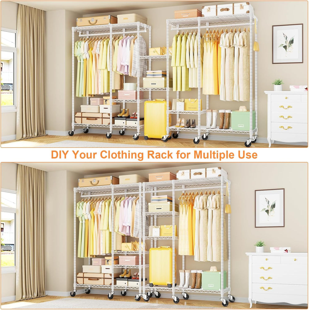 Ulif F4R Heavy Duty Clothes Rack（With Lockable Wheels ） Rolling Clothing Rack...