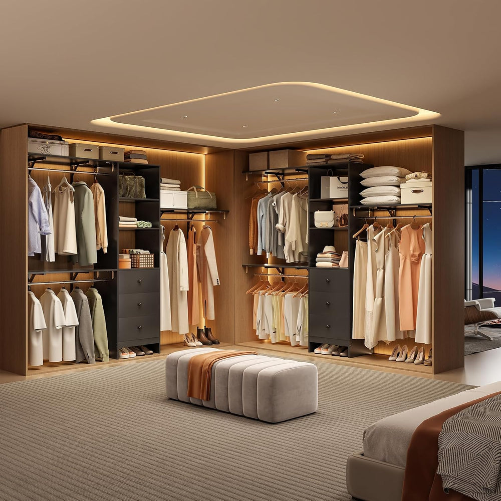 Closet Organizer - High Capacity Wardrobe Rack with 3 Drawers, Shelves & ...