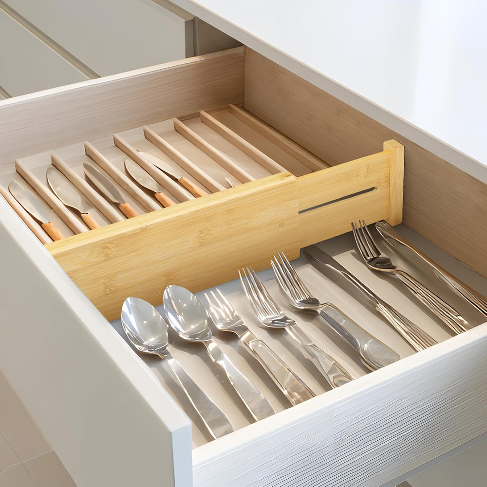 VaeFae 3 Pack Bamboo Drawer Dividers, 4" High Adjustable 11.9-17.1"...