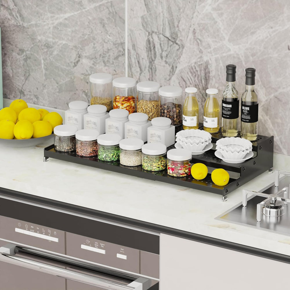Expandable Spice Rack organizer with 3-Tier step shelf,Modern Design heavy du...