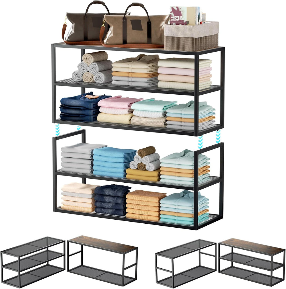 Closet Organizers and Storage, 2 Pack Stackable Closet Storage