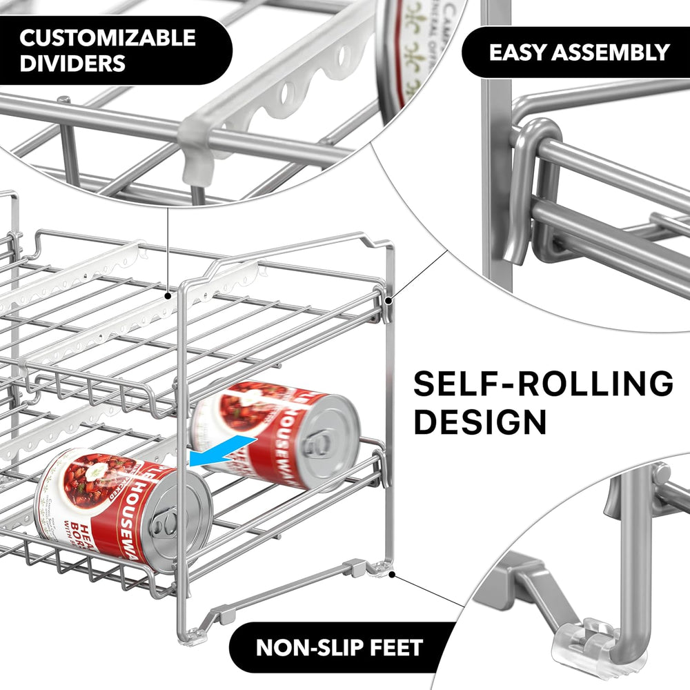 Simple Houseware 2 Tier Stackable Can Rack, Silver, 2 Pack