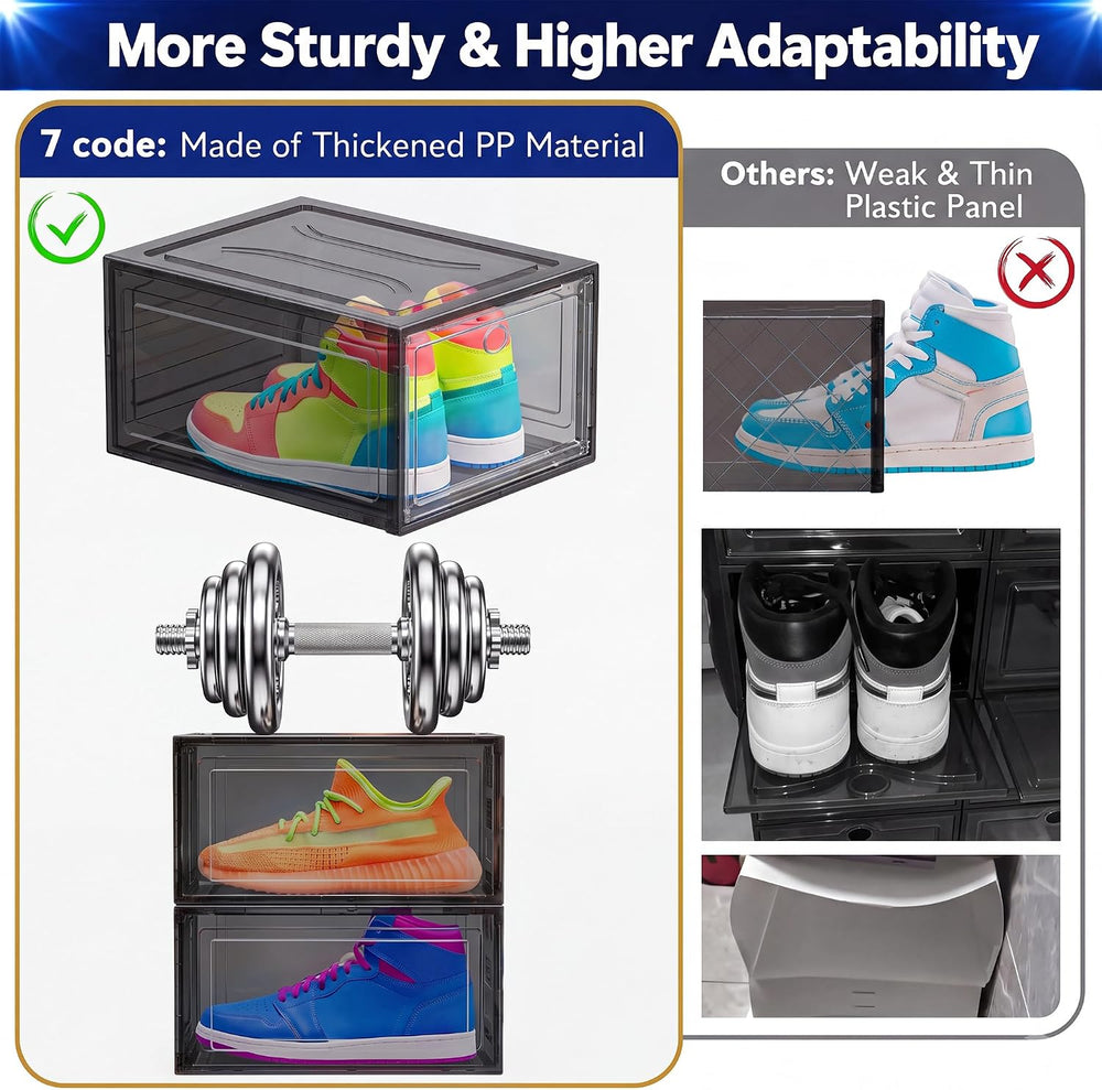 Sturdy Stackable Shoe Box,Clear Shoe Organizer with Magnetic Door