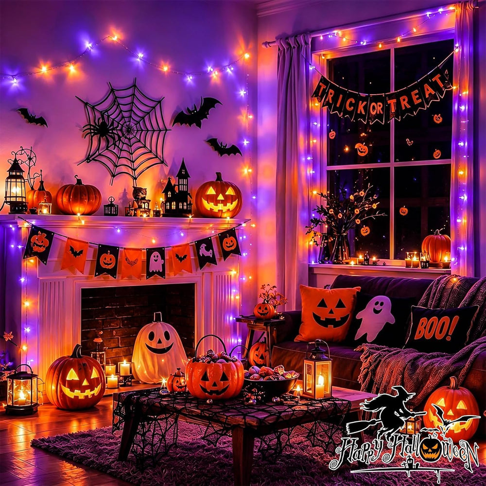 Halloween String Lights Orange and Purple 165ft 500 LED