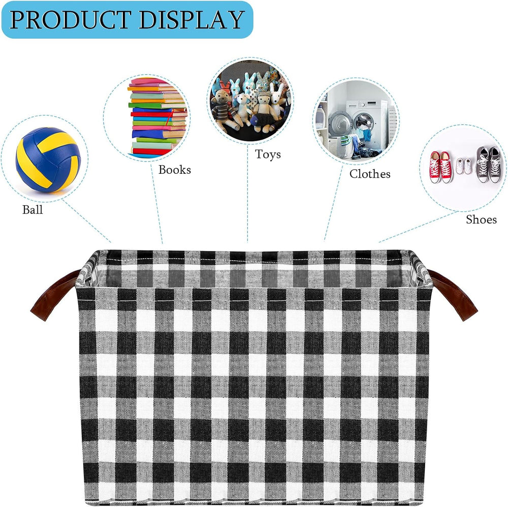 Boao 4 Pcs Buffalo Plaid Storage Baskets Black and White Bins Large Checkered...