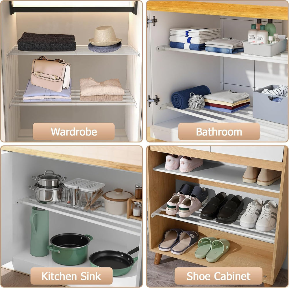 Closet Shelf & Rod Expandable, Wall Mounted Easy Install Closet Organizer