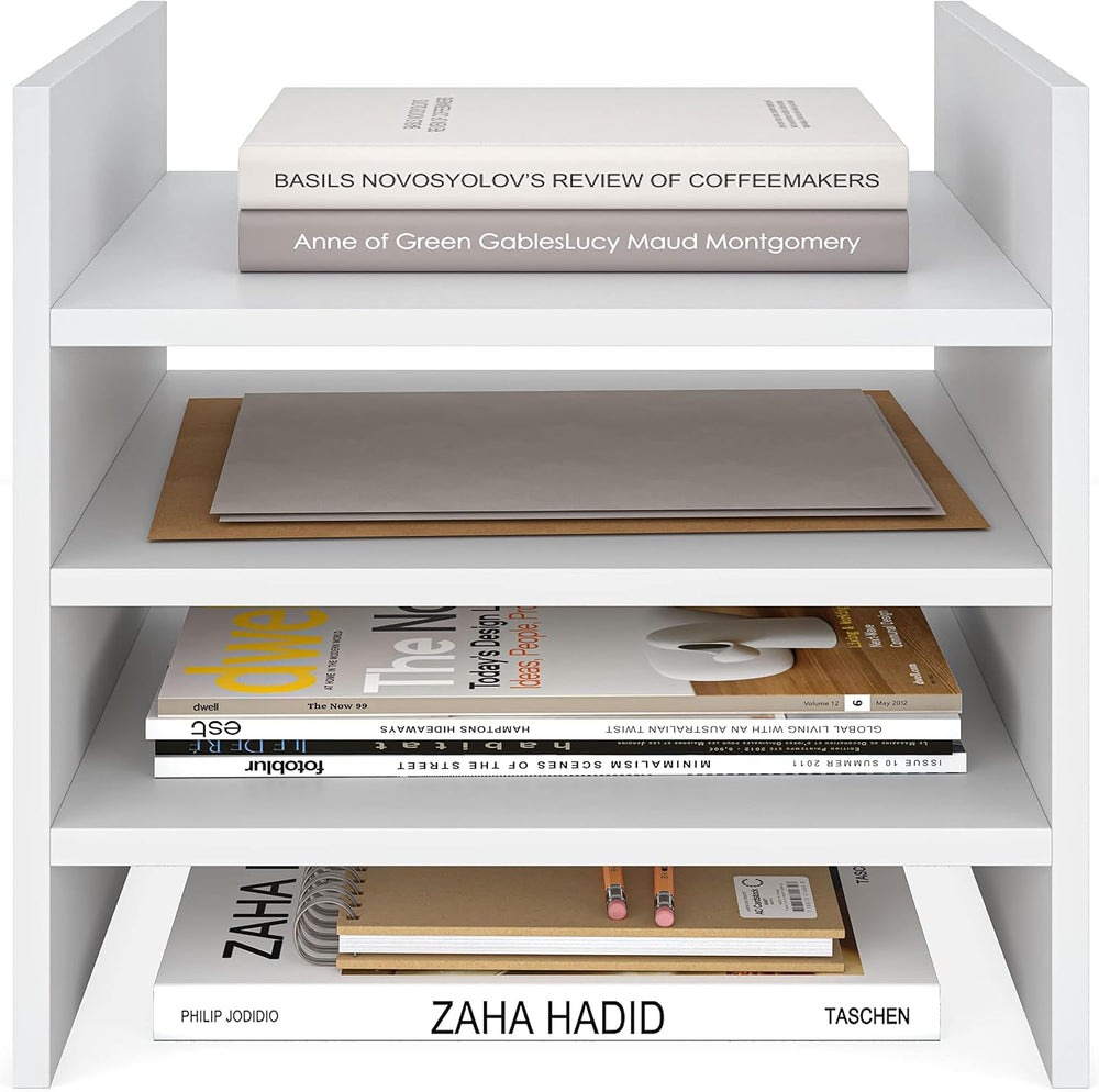 Ballucci 4-Tier Paper Sorter and File Organizer for Desk, Wood Mail Sorter, F...