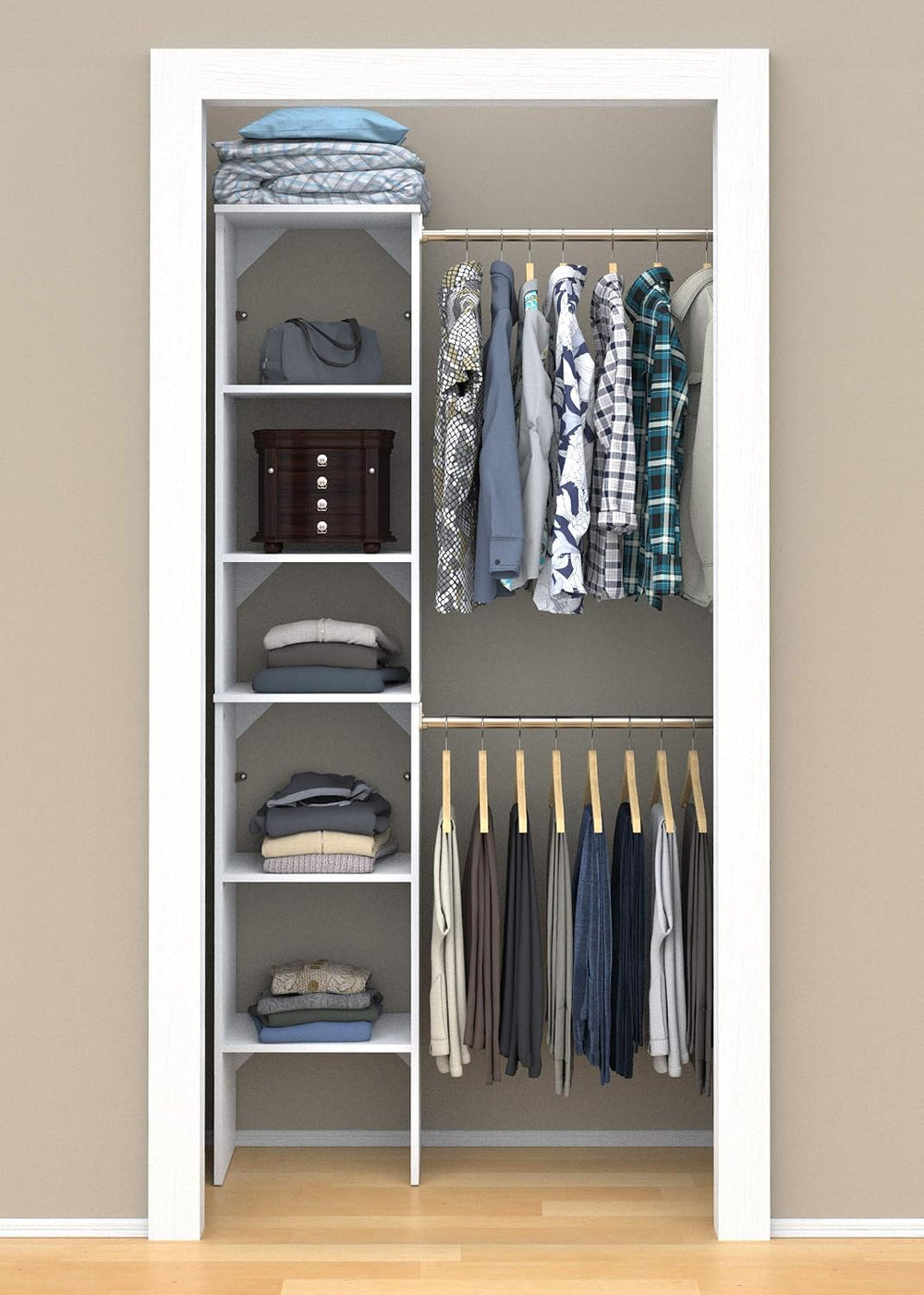 ClosetMaid SuiteSymphony Small Closet Organizer Starter Kit with Tower and 3 ...