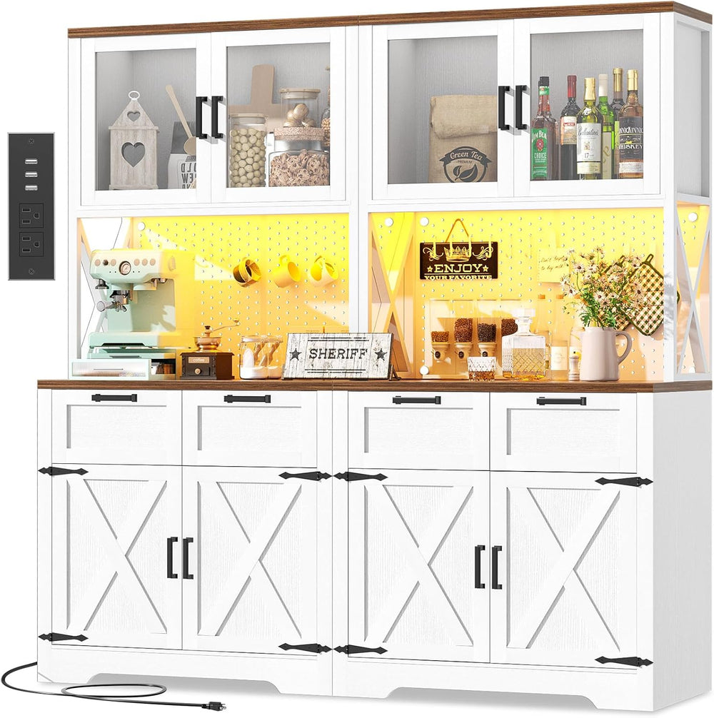 Unikito 71" Tall Kitchen Pantry Storage Cabinet, 63" W Kitchen Hutch