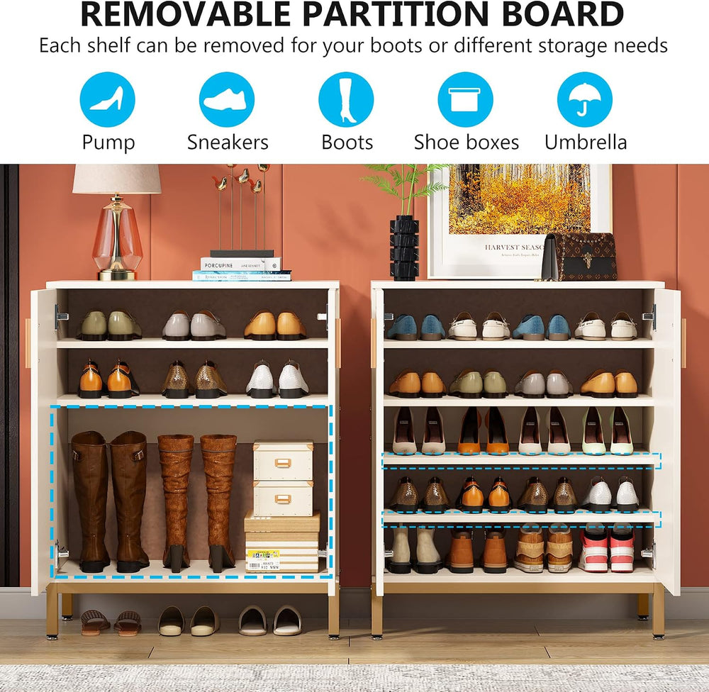 Tribesigns Shoe Cabinet with Doors, 20 Pairs Entryway Shoe Storage Cabinet wi...