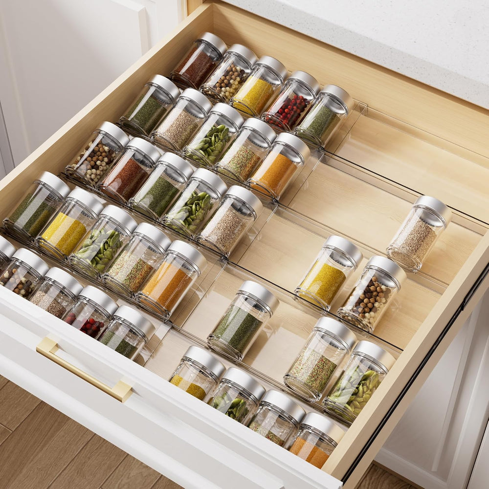 MIUKAA Clear Spice Drawer Organizer, 5 Tier - 2 Set Acrylic Seasoning Rack