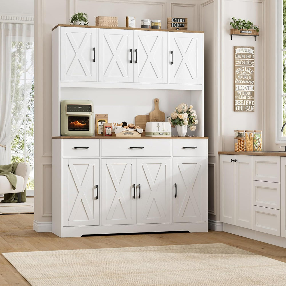 HOSTACK 71" Tall Kitchen Pantry Storage Cabinet, 55" W Kitchen Hutc...