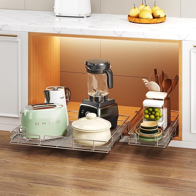 Pull Out Cabinet Organizer 30" W x 21½" D, Heavy Duty Cabinet Pull ...