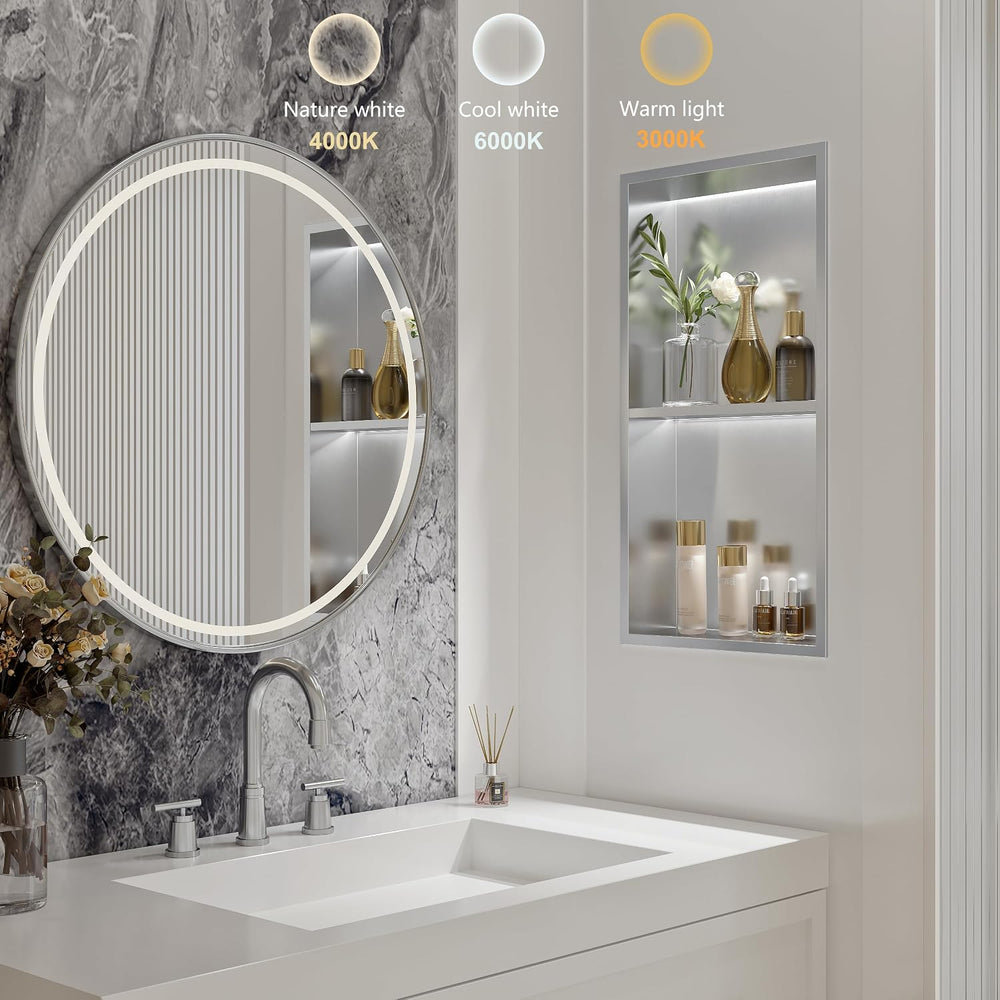 Brushed 2-Tier 3 CCT LED Niche, 12"x24" No-Tile Shower Storage
