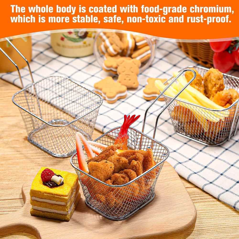 Potchen 220 Pcs Mini Square Fry Baskets, Metal Serving Baskets with Liners (2...