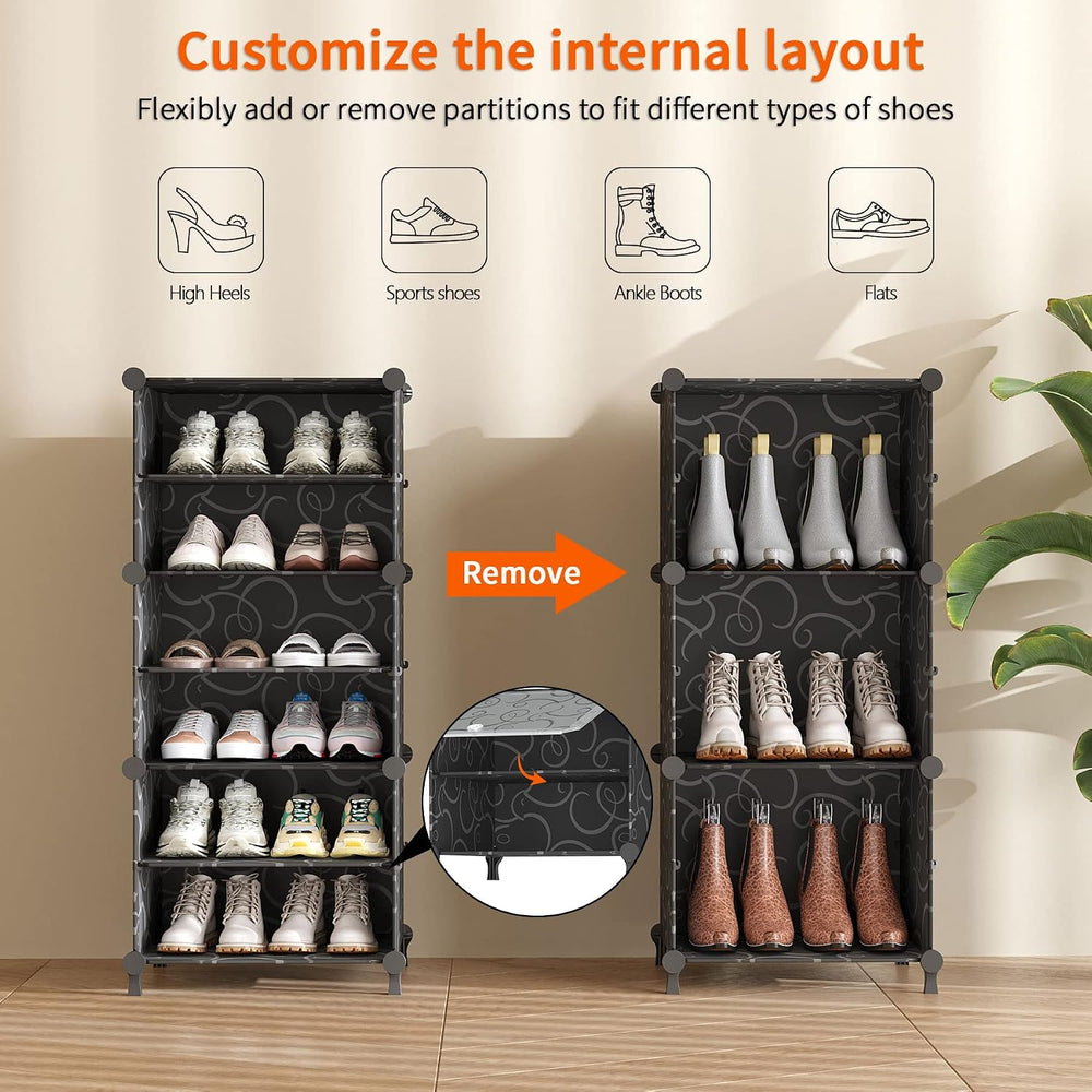 AWTATOS 8 Tiers Shoe Rack Organizer, 32 Pair Shoe Storage Cabinet, Black