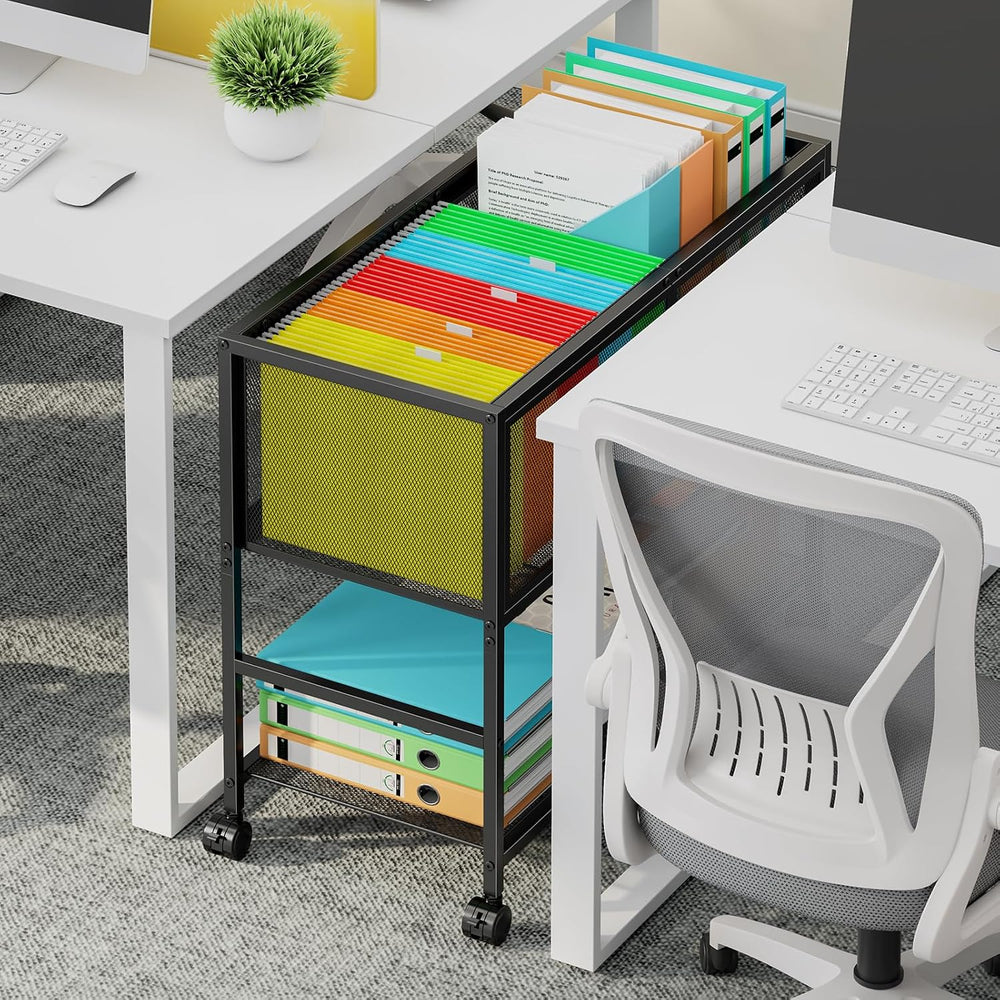 Rolling File Cart with Wheels, Open File Cabinet for Letter Size
