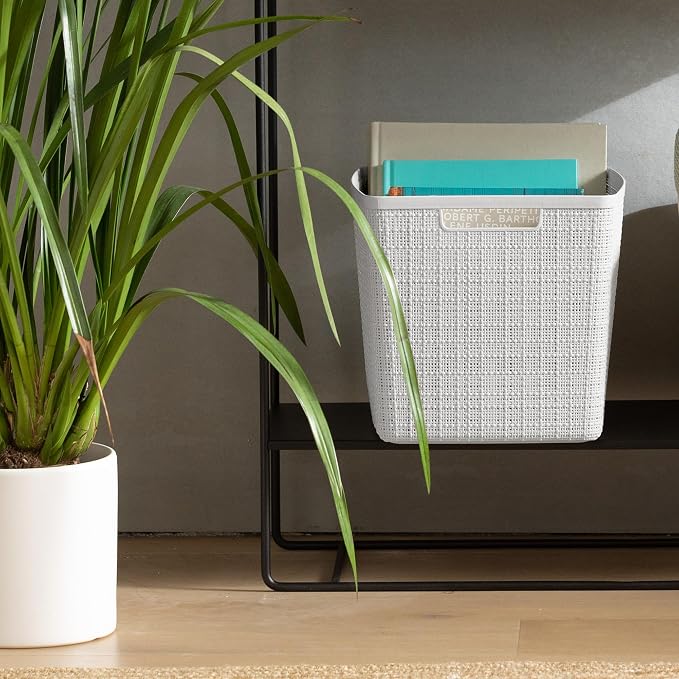 Curver Jute Decorative Plastic Organization and Storage Basket Perfect Bins (...