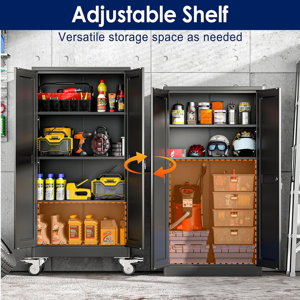 erosoei 61" H Metal Garage Storage Cabinet, Rolling Tool Cabinet with 2 ...