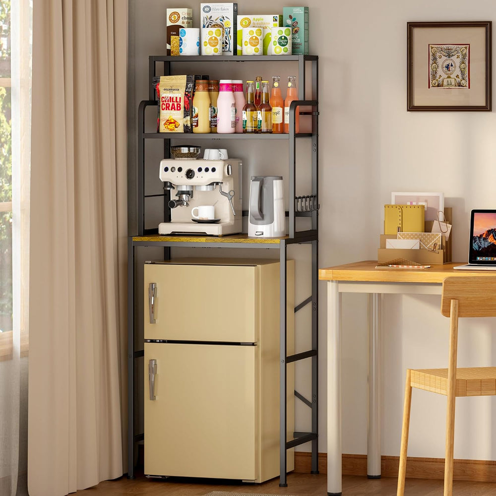 3 Tier Mini Fridge Stand Shelf with Storage for Kitchen and Dorm