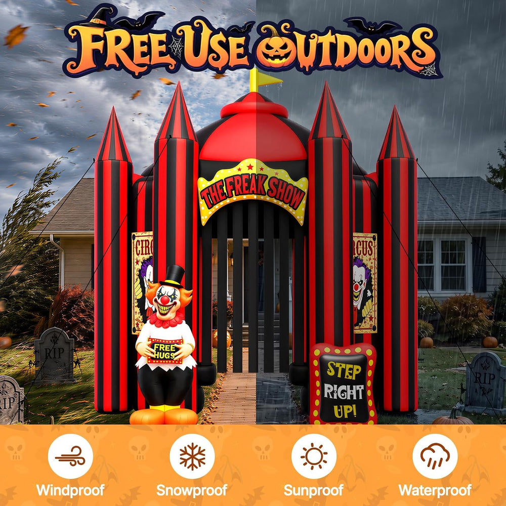 Kalolary 12FT Tall Halloween Inflatables Scary Clown Arch Haunted House