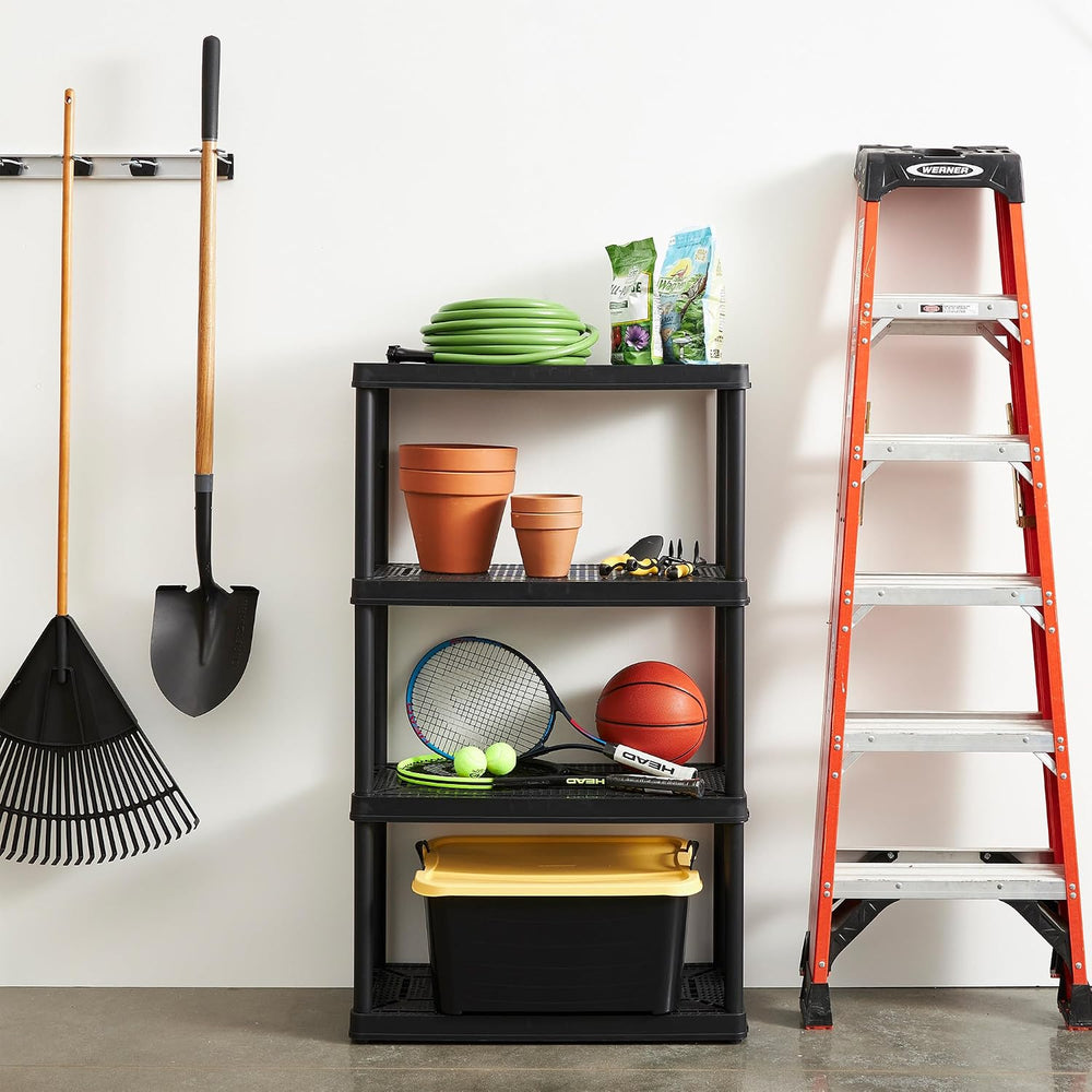 Gracious Living 4 Shelf Fixed Height Medium Duty Storage Unit 14 x 32 x 54.5 ...
