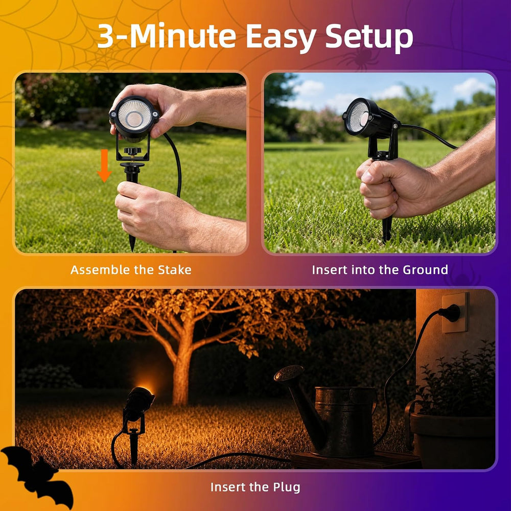Halloween Orange Purple Spotlights Outdoor Landscape Lighting for Yard
