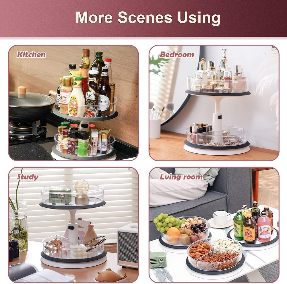 Ynelyase Lazy Susan Medicine Bottle Organizer for Cabinet 2 Tier Clear